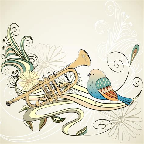 Premium Vector Vector Hand Drawn Illustration Of Musical Trumpet