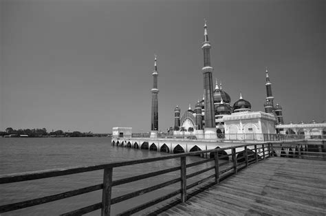 Premium Photo Black And White Of Crystal Mosque Or Masjid Kristal In