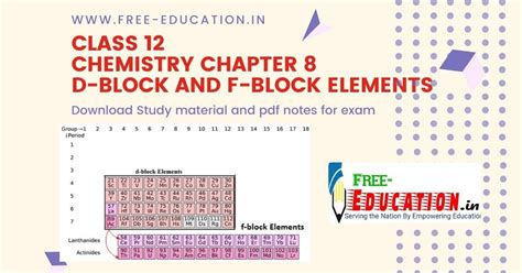 Solution Chemistry D And F Block Elements Short Notes