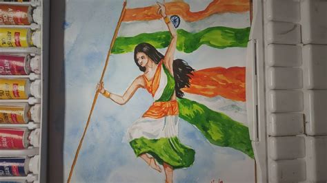 Independence Day Drawing In Watercolor 15th August Painting