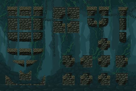 Dungeon Platformer Pixel Art Tileset - CraftPix.net