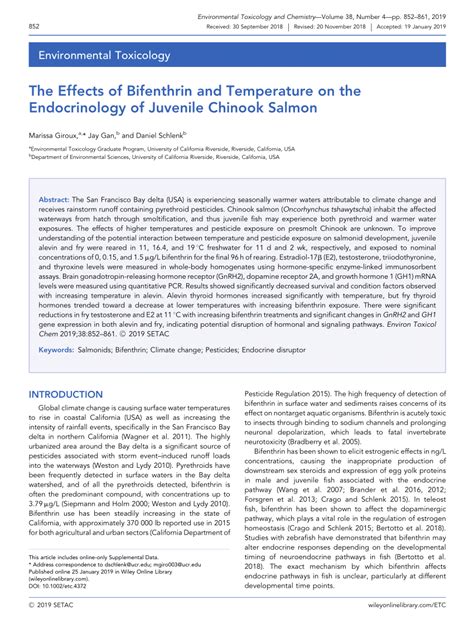 PDF The Effects Of Bifenthrin And Temperature On The Endocrinology Of