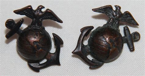 H078 Pair Of Wwii Usmc Ega Collar Insignia B And B Militaria