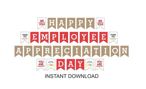 Happy Employee Appreciation Day Banner Printable / Employee ...