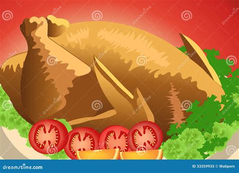 Turkey With Dressing On Plate Cartoon Vector 4519887