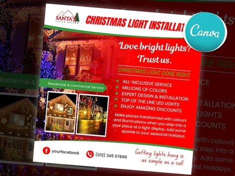 Christmas Light Installation Service Flyer Diy Canva Editable