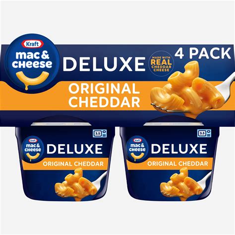 Kraft Deluxe Original Mac N Cheese Macaroni And Cheese Cups Easy Microwavable Dinner 4 Ct Pack