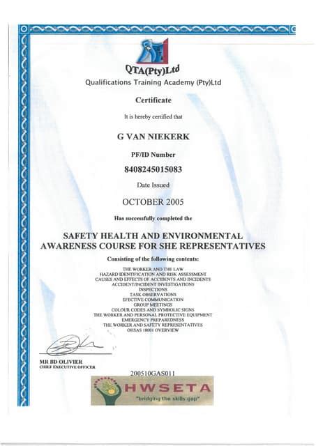 She Representative Certificate Pdf