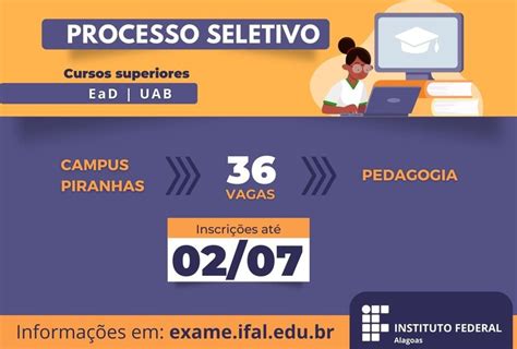 Ifal Abre Processo Seletivo Para Cursos Superiores De Gradua O A