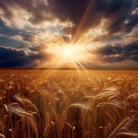 Premium Ai Image Sunrise Over A Wheat Field