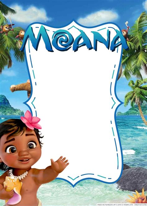 Moana Canva Birthday Invitation Templates