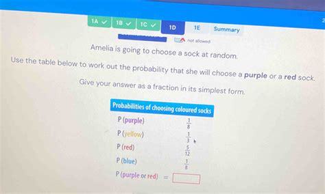 Solved 1a 1b 1c 1d 1e Summary Not Allowed Amelia Is Going To Choose A