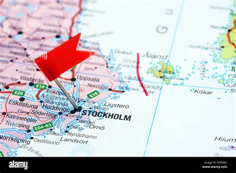 Stockholm Pinned On A Map Of Europe Stock Photo Alamy
