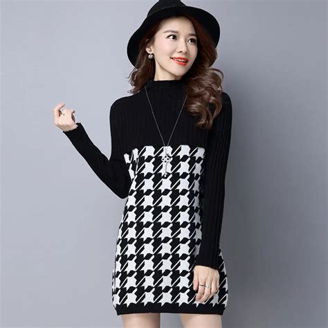 Korean Sweater Dresses For Women Oversized Sweaters Ladies Autumn Winter Long Sleeve Loose