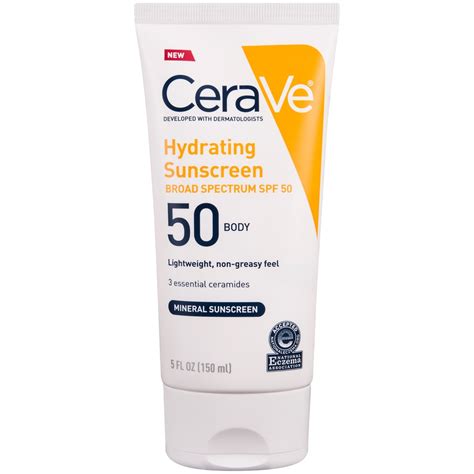 CeraVe Hydrating Mineral Sunscreen Body SPF 50 5 Fl Oz Vitacost