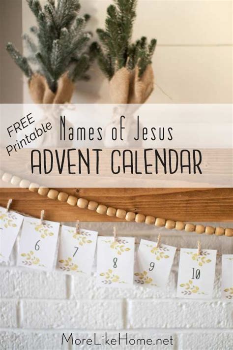 Names Of Jesus Advent Calendar Free Printable Christmas Advent