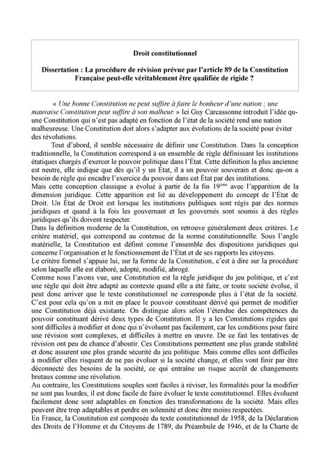 R Vision De La Constitution Droit Constitutionnel Dissertation La