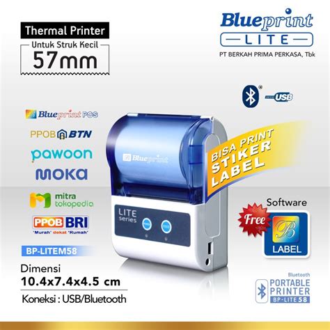 Printer Thermal Lite Bluetooth Mini Struk Nota Kasir Barcode Ppob