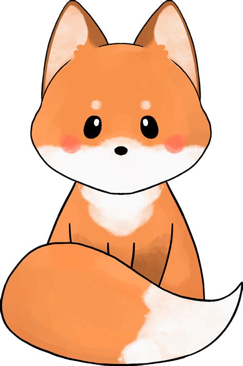 Cute Baby Fox Sitting With A Long Fluffy Tail Fox Cartoon Character