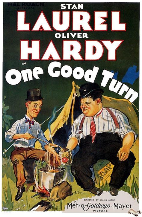 An Old Movie Poster For One Good Turn With Two Men Sitting Next To Each