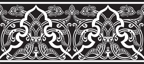 Vector Seamless Monochrome Oriental Ornament Endless Black Arabic