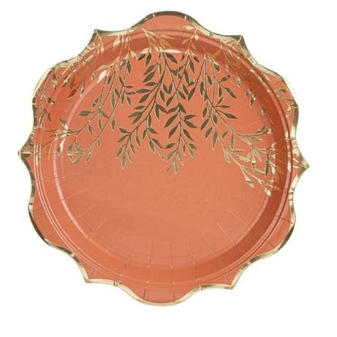 Assiettes Jolis Brins Terracotta Et Or Cm La Fontaine Royale