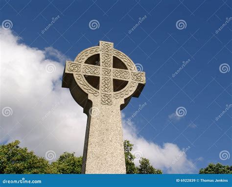 Ancient Celtic Cross Against Sky In Wales Stock Image Image Of Emblem