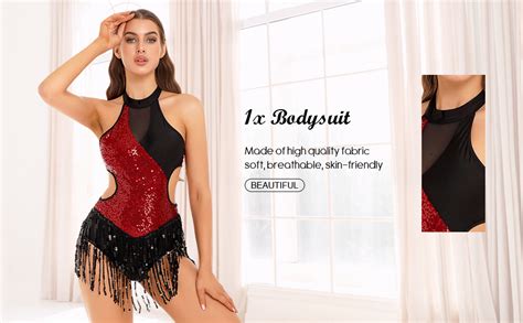 Amazon Easyforever Women S Glitter Sequins Latin Dance Leotard