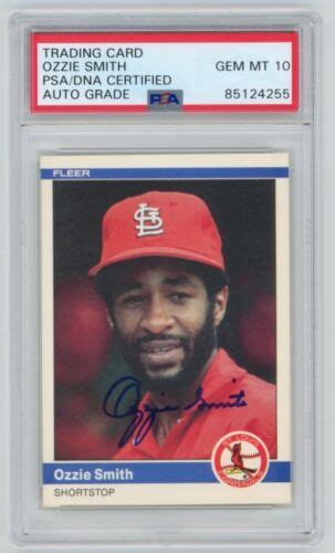 OZZIE SMITH Cardinals Signed 1984 Fleer Baseball Card 336 PSA Auto