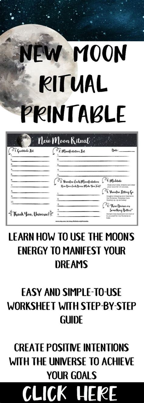 Printable New Moon Ritual Law Of Attraction Moon Planner Etsy New