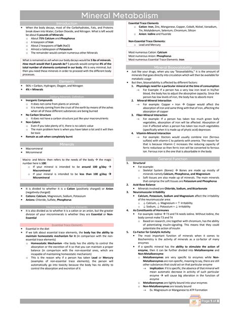 Solution Biochemistry Lecture Notes On Mineral Metabolism 2022 2023