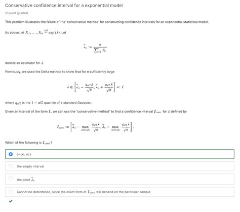 Solved Confidence Interval Concept Check 1 1 Point Graded Chegg