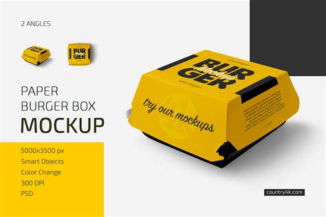 Paper Burger Box Mockup Set On Behance