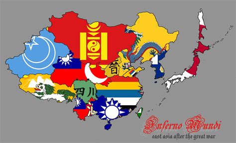 Flag Map of East Asia if the Xinhai Revolution went Sideways (Inferno ...