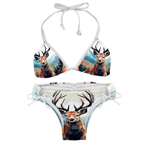 Deer Detachable Sponge Adjustable Strap Bikini Set Two Pack For Beach