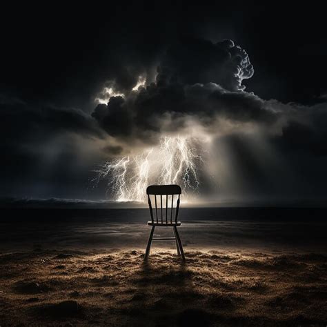 Premium Photo Chair In The Middle Of A Lightning Storm In The Air