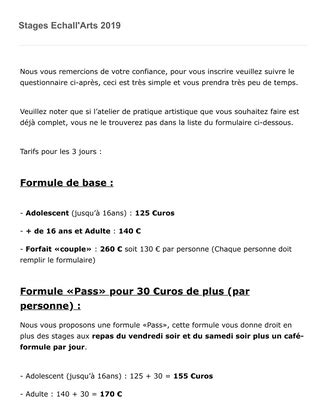 Inscription Atelier en français Modèle du formulaire Jotform