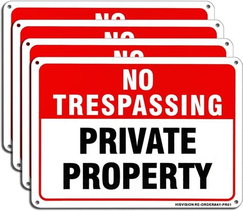 1 Piece Private Property No Trespassing Sign Rust Free Heavy Duty Aluminum Reflective Private