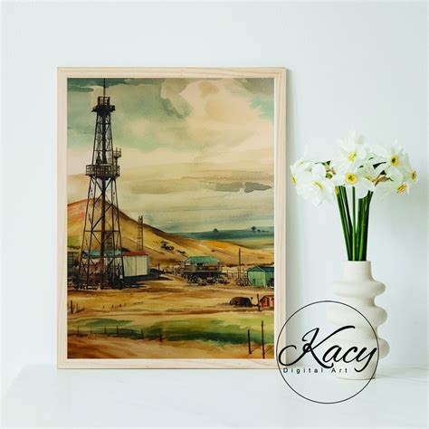 Vintage Oil Field Art Oil Field Wall Art Wall Art Deco Etsy