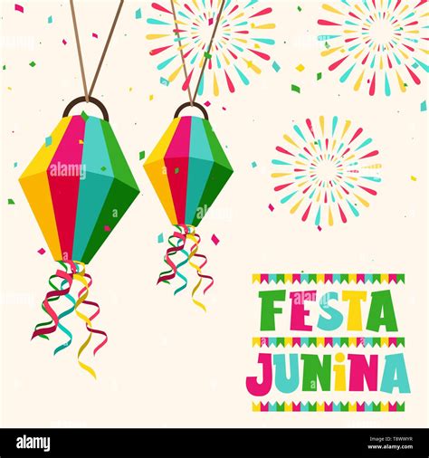 Feliz Festa Junina ilustración de tarjetas de felicitación de papel