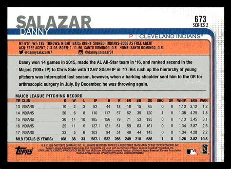 Topps All Star Game Danny Salazar For Sale Online Ebay