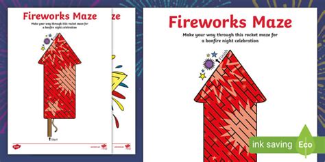 FREE! - Bonfire Night Themed Fireworks Maze Activity Worksheets