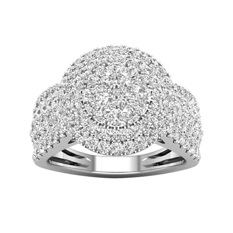 Diamond2deal 10k White Gold 15 Ct Round Cut Diamond Cluster Ring