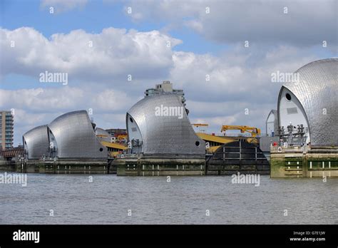 A View Of The Thames Barrier Which Is One Of The Largest Movable Flood