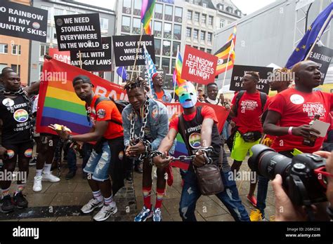 Munich Germany Th July Rainbow Refugee In Chains On