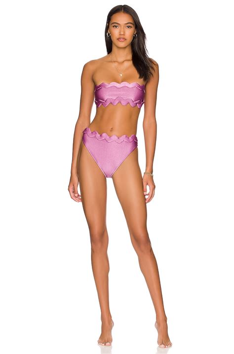 Adriana Degreas Moves High Leg Bandeau Bikini Set In Lilac Revolve