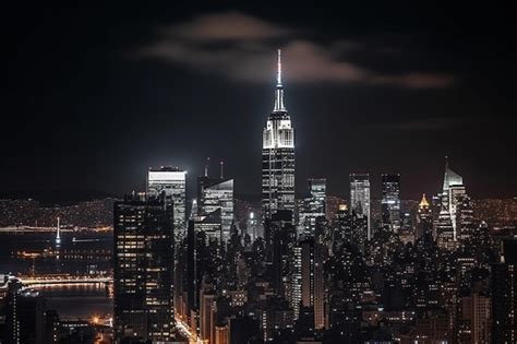 Premium Photo Skyscraper Of New York City At Night
