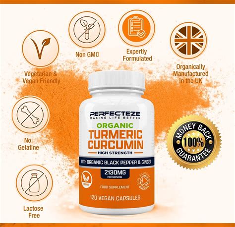 Organic Turmeric Curcumin High Strength With Black Pepper Ginger