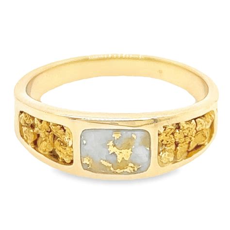 Gold Quartz And Nugget Mens Ring Alaska Mint