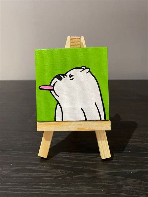 Ice Bear Mini Acrylic Canvas Painting We Bare Bears Etsy Small